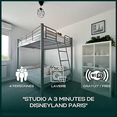 Le 82 - Studio Pour 4 A 3 Minutes De Disneyland Paris Montévrain Exterior photo